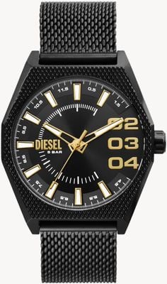 Diesel Men's Scraper (43mm) Black Dial / Black Stainless Steel Mesh Bracelet DZ2194