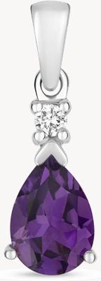 Treasure House 9ct White Gold Amethyst and Diamond Pendant Pd237wa
