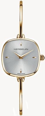 Herbelin Fil Women's Silver Dial Gold PVD Bangle Bracelet Watch 17207BP11