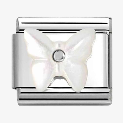 Nomination Classic Butterfly White Mother of Pearl Sterling Silver & Steel Charm 330509/13