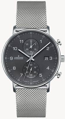 Junghans Men's Form C Chronoscope Silver Mesh Strap 41/4877.44
