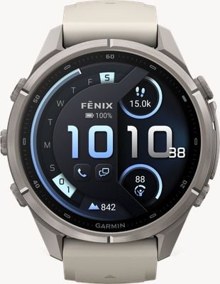 Garmin Fenix 9 Pro InReach 43mm Premium GPS Smartwatch - Titanium With Fog Grey/Sandstone Silicone Watch 010-04335-81