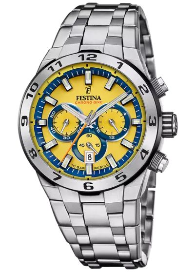 Festina F20670/4 Men's Chrono Bike 2024 (44.5mm) Yellow Dial Watch