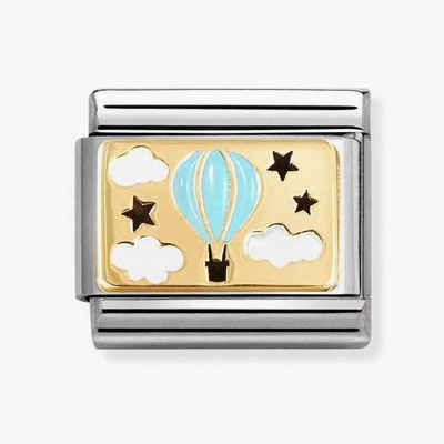 Nomination Classic Blue Hot Air Balloon 18ct Gold Charm 030289/17