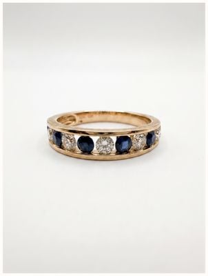 Perfection Diamond 9ct Yellow Gold Diamond And Sapphire Et Ring Channel Set 0.5 J37573