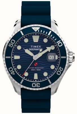 Timex Deepwater Meridian 200 (44mm) Blue Wave Dial / Blue Synthetic Rubber Strap TW2W81500