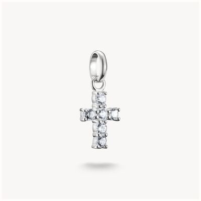 Thomas Sabo Silver Cross Charm Pendant with White Stones Connect CC1206-051-14