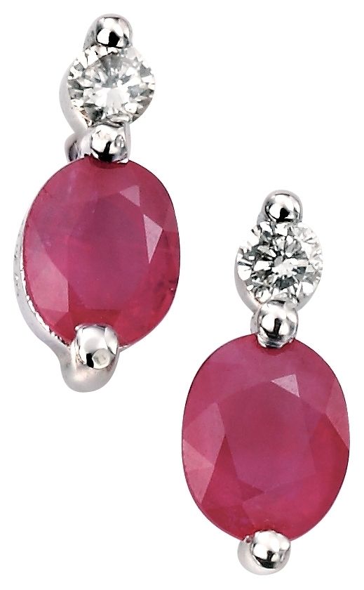 James Moore GE752R 9ct White Gold ruby and diamond stud Jewellery