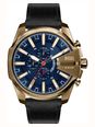 Diesel Mega Cheif Black Leather Blue Dial Watch DZ4732