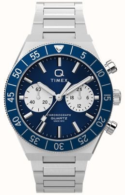 Timex Q Timex Continental Chronograph (40mm) Blue Dial / Stainless Steel Bracelet TW2Y55900