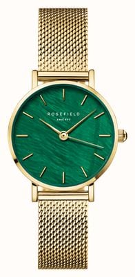 Rosefield Small Edit (26mm) Green Mother-of-Pearl Dial / Gold-Plated Stainless Steel Mesh Bracelet SEEGMG-SE72