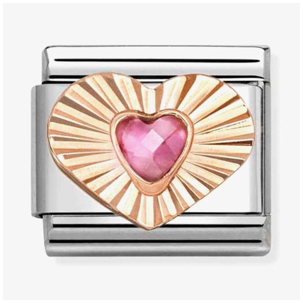 Nomination 430610/003 Rose Gold Heart Charm With Pink CZ Jewellery