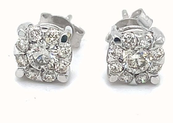 Perfection Diamond 9ct W/g 1.14ct Total Cluster Studs E4760A-W