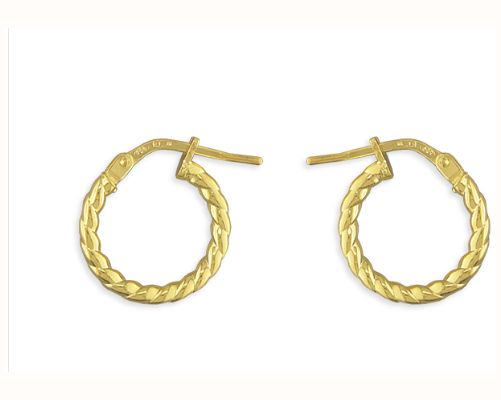 James Moore CME Silver gold plated 14mm Twist Hoops H2166/Y