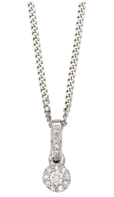 Elements Gold GP2287 9ct White Gold Diamond Cluster Drop Jewellery