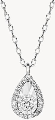 Elements Gold 9ct White Gold Diamond Illusion Set Pear Necklace GN372