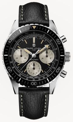 Favre Leuba Sea Sky Revival Automatic Chronograph (40mm) Black Dial / Black Leather Strap 00.20212.112.01.101