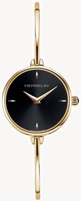Herbelin Fil Women's Black Dial Gold PVD Bangle Watch 17206BP14