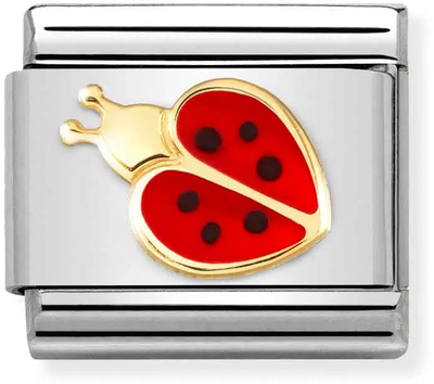 Nomination Classic Ladybird 18ct Gold & Steel Enamel Charm 030272/69
