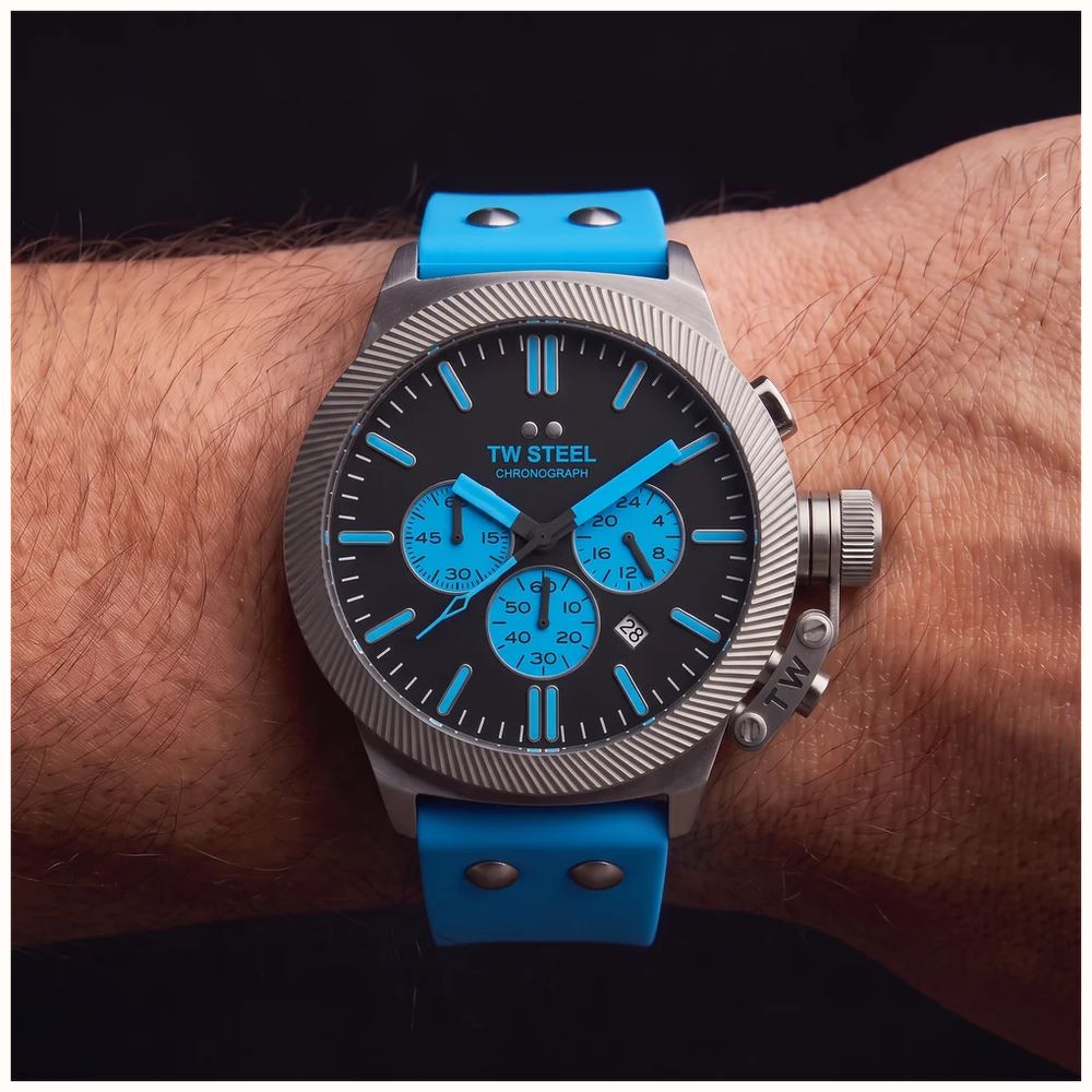 TW Steel Canteen Quartz Chronograph (45mm) Black Dial / Blue Silicone Strap Watch CS131 - alternate view 5