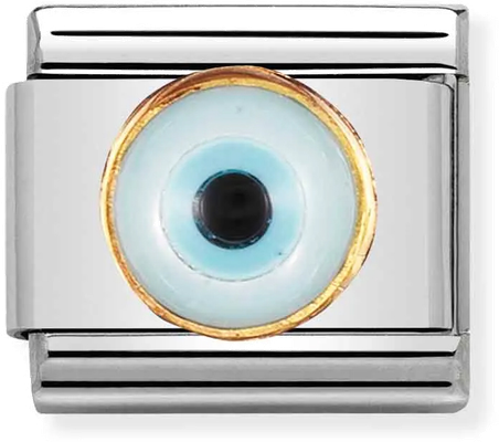 Nomination Classic Greek Eye 18ct Gold & Steel Charm 030506/18