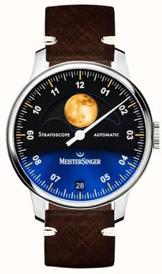 MeisterSinger Stratoscope (43mm) Blue Dial / Brown Leather Strap ST982G - SVSL02