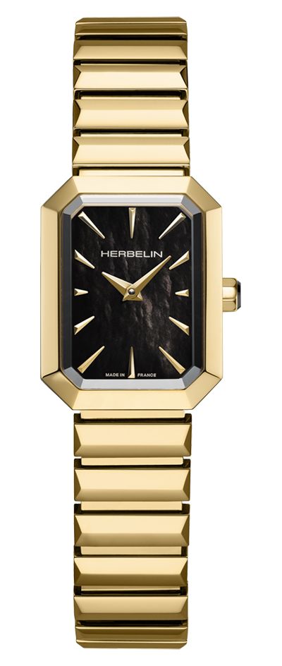Herbelin 17556BP1N49 OctogÃ´ne Quartz (20.4mm) Black Mother- Watch