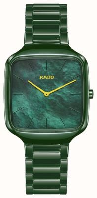 RADO True Square Thinline (37mm) Green Mother-of-Pearl Dial / Green High-Tech Ceramic Bracelet R27047902