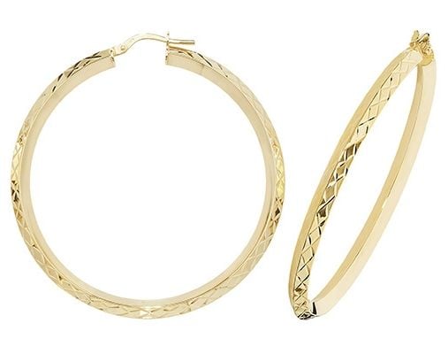 Treasure House ER1018-40 9k Yellow Gold Hinged Hoop Earrings Jewellery