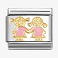 Nomination Classic Pink Sisters 18ct Gold Charm 030272/91