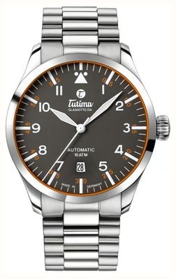Tutima Glashütte Flieger Automatic (41mm) Gunmetal-Grey Dial / Stainless Steel Bracelet 6105-04