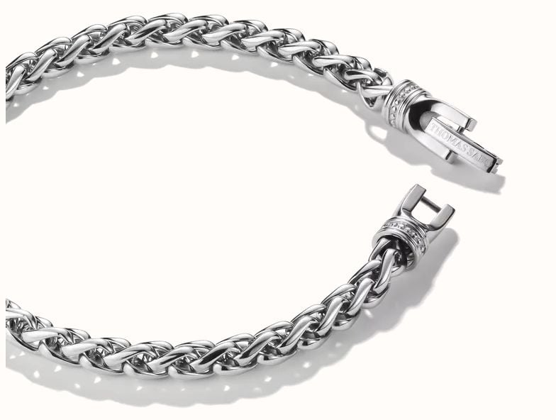 Thomas Sabo Thomas Sabo Rebel at Heart Men's 5mm Stainless Steel Braided Rope Bracelet A2257-S01-53-L20V - alternate view 2