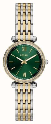 Fossil Women's Carlie (28mm) Green Dial / Two-Tone Stainless Steel Bracelet ES5439