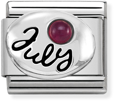 Nomination Classic July Birthstone Ruby Sterling Silver & Steel Charm 330505/07