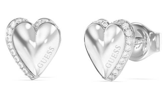 Guess UBE06092RH By Your Side Silver Heart stud earrings Jewellery