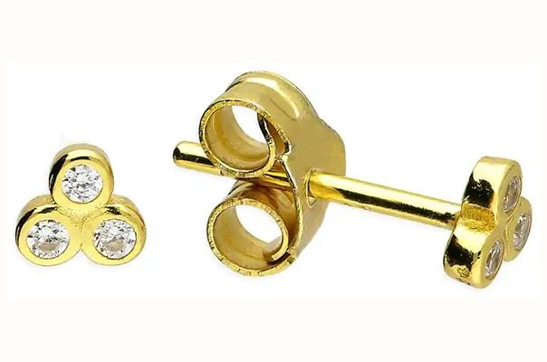 James Moore CME Silver Gold Plated Cubic Zirconia Triangle Tiny Stud Earrings H2108/Y