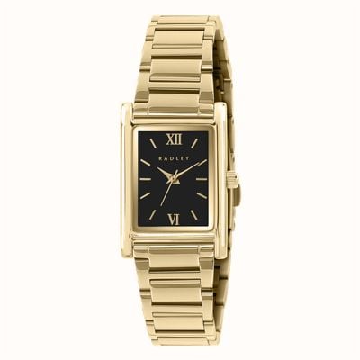 Radley Women's (21.2mm) Black Rectangular Dial / Gold-Tone Stainless Steel Bracelet RY4646