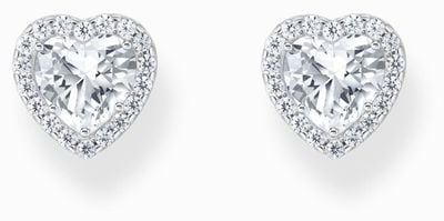 Thomas Sabo Heart Shape Halo Design White Zirconia Sterling Silver Stud Earrings H2305-051-14