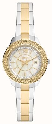 Fossil Women's Stella | Mother-of-Pearl Dial | Crystal Set | Two Tone Stainless Steel Bracelet ES5138
