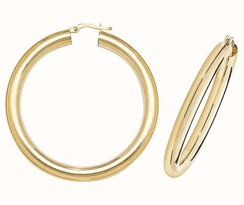 James Moore TH 9k Yellow Gold Hoop Earrings 40 mm ER1005-40