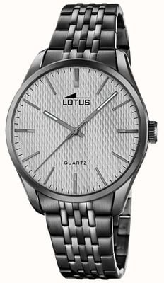 Lotus Minimalist Quartz (42mm) Textured Grey Dial / Black PVD Stainless Steel Bracelet 19068/1