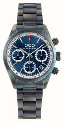 Out Of Order Sporty Cronografo Quartz (40mm) Blue Sunray Dial / Aged Stainless Steel Bracelet Watch OOO.001-23.BL.AC
