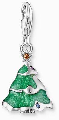 Thomas Sabo Christmas Tree Green Enamel Sterling Silver Charm Pendant 2198-390-7