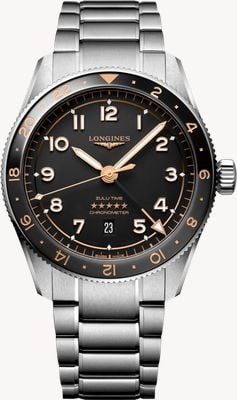 LONGINES Spirit Zulu Time GMT Automatic (42mm) Black Dial / Stainless Steel Bracelet L38124506