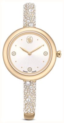 Swarovski Sublima Bangle (28mm) Silver Sunray Dial / Crystal-Set Stainless Steel Bracelet 5734635
