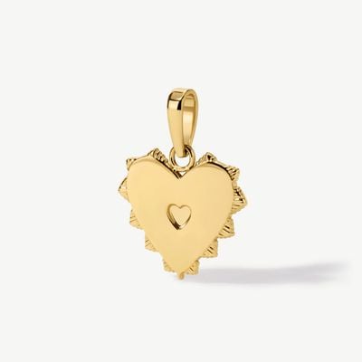 D.LOUISE Gold Tone Jagged Heart Disc Pendant CH03
