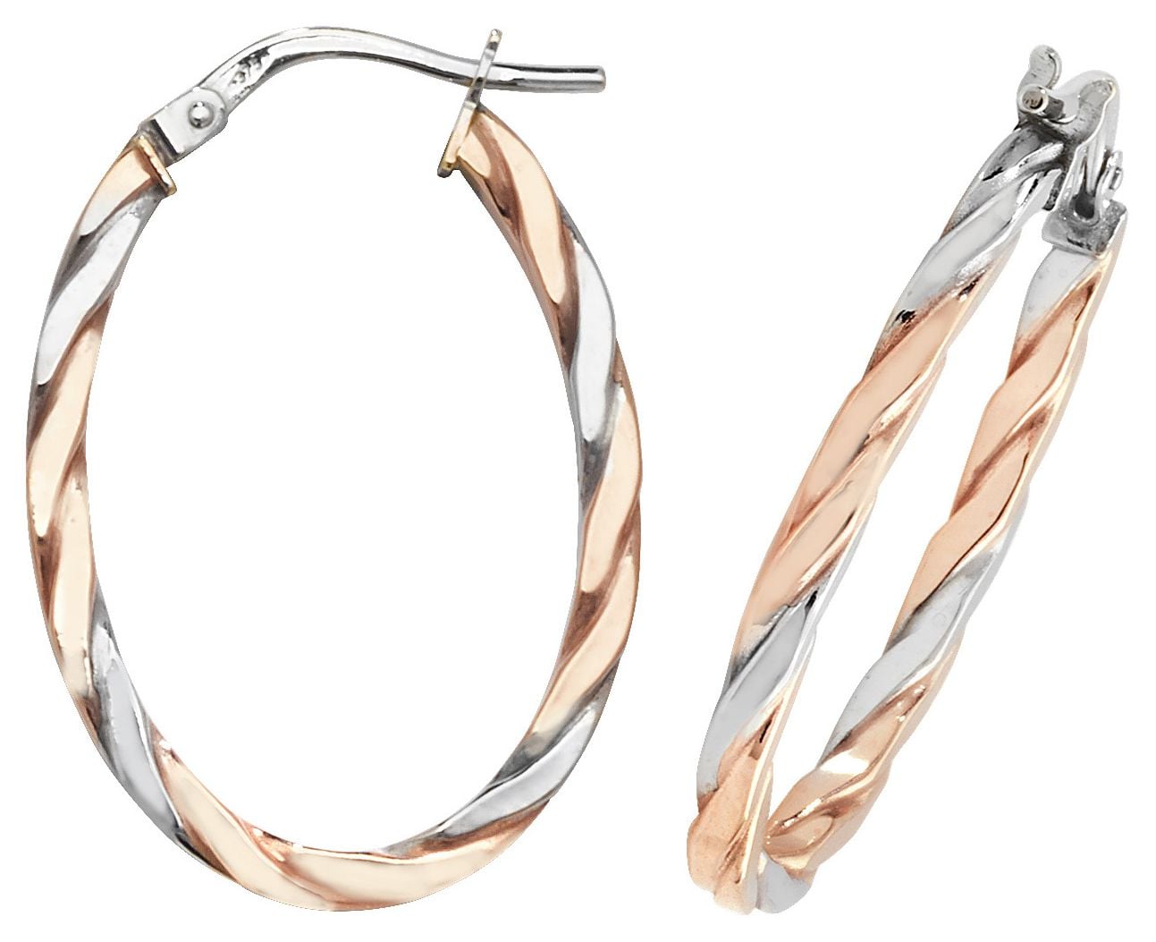 Treasure House ER1041RW-V3 9ct Rose/White Gold Oval Hoop Jewellery