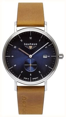 Bauhaus Classic Small-Seconds Quartz (41mm) Blue Dial / Light Brown Leather Strap 21303