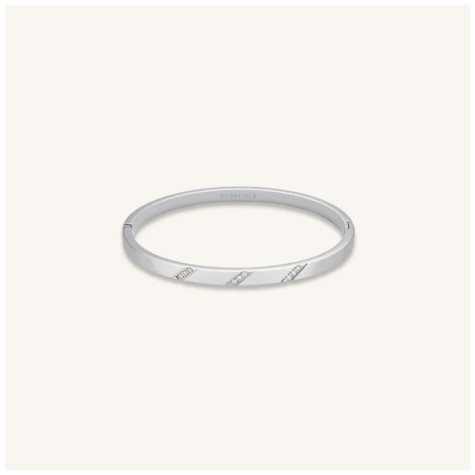 Rosefield Jewellery JBLCS-J1044 Silver Bangle With Lines Of