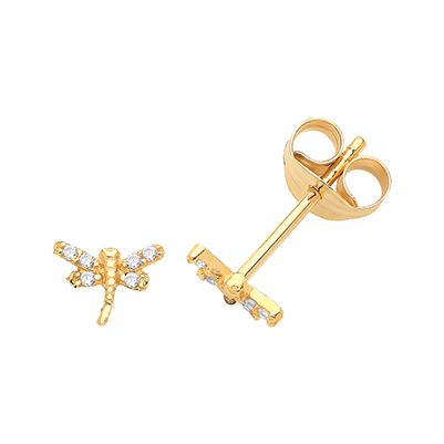 James Moore TH ES723 9ct Yellow Gold Cubic Zirconia Dragon Jewellery